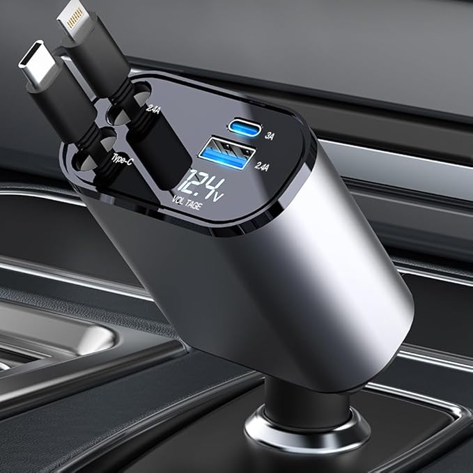 Car Charger 4 In 1 Retractable Car Charger Fast Charger All In One Charger Multi Port Charger