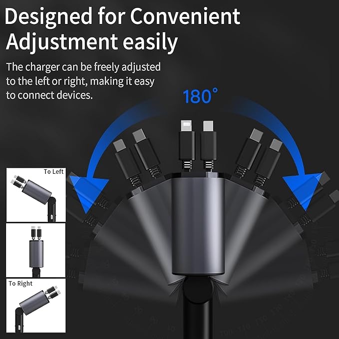 Car Charger 4 In 1 Retractable Car Charger Fast Charger All In One Charger Multi Port Charger
