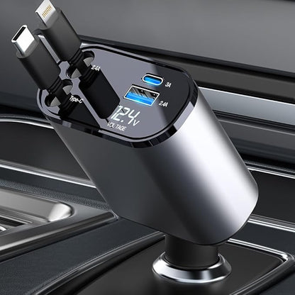 Car Charger 4 In 1 Retractable Car Charger Fast Charger All In One Charger Multi Port Charger