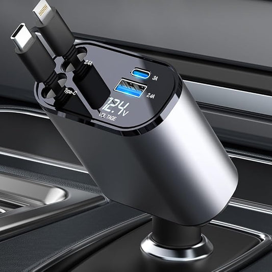 Car Charger 4 In 1 Retractable Car Charger Fast Charger All In One Charger Multi Port Charger